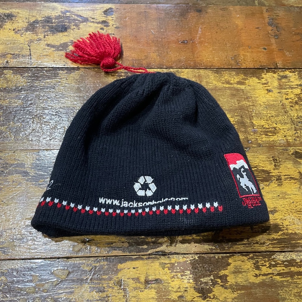 Black and Red Knit Beanie
